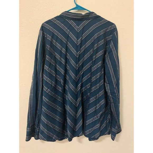 Lane Bryant Button Down Blouse Womens Size 22/24 Blue Business Casual LS2 - Picture 2 of 4